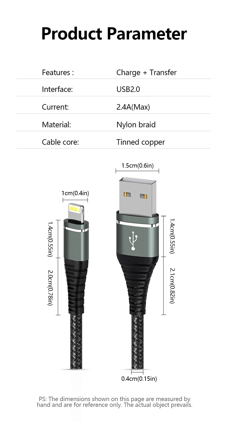 Original Lightning USB Fast Charging Cable – Nylon Braided Charger Cord for iPhone 14/13/12/11/XS/XR/8/7/6/SE