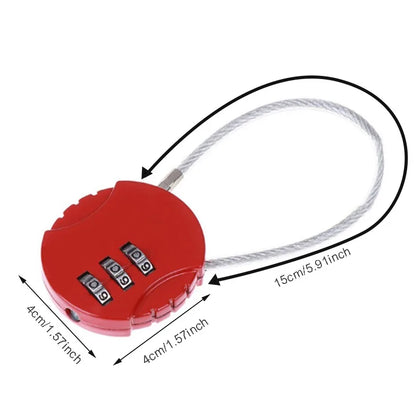 3-Dial Combination Padlock | Metal Code Lock for Suitcases, Luggage & Anti-Theft Mini Coded Lock (4x4cm)