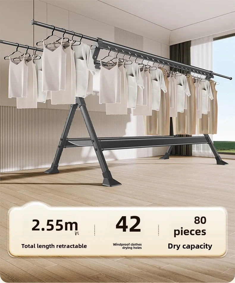 Floor-to-Ceiling Aluminum Drying Rack — Foldable Outdoor & Indoor Clothes Organizer for Kids' Clothing