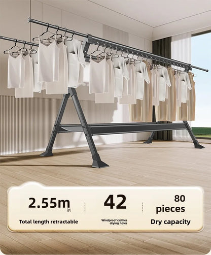 Floor-to-Ceiling Aluminum Drying Rack — Foldable Outdoor & Indoor Clothes Organizer for Kids' Clothing