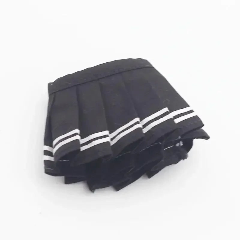 Mini Doll Clothes Outfit Set - Knitting T-shirt, Hat, Pleated Skirt & Uniform for 15-17cm Labubu Dolls
