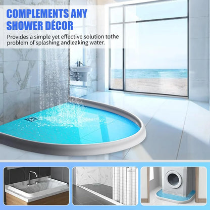 1/3M Silicone Shower Water Barrier - Self-Adhesive Folding Edge Strip for Bathroom Wet-Dry Separation