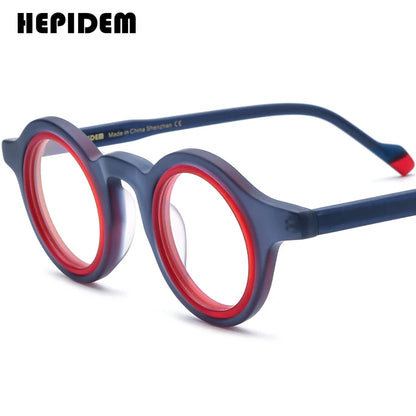 FONEX HEPIDEM Acetate Eyeglass Frames - Retro Round Vintage Eyewear for Men & Women