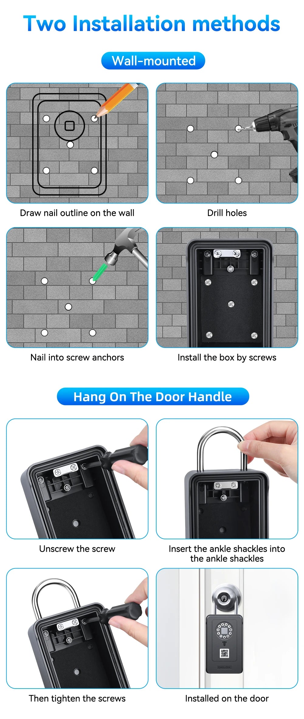 Camluxy Smart Key Box with Fingerprint & Digital Password – Secure Lockbox with IC Card and Combination Code Unlock