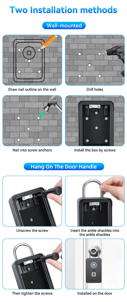 Camluxy Smart Key Box with Fingerprint & Digital Code Lock - Secure Storage with IC Card & Combination Unlock