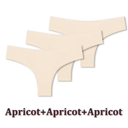 3PCS Seamless Maillard Ultra-Thin Brazilian Panties for Women – Ice Silk Low Waist G-String, Sexy Solid Underwear