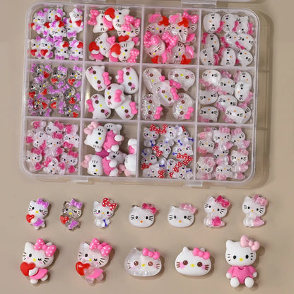 120PCS Sanrio Nail Charms Set - Kuromi, Cinnamoroll, and My Melody Resin Decorations for DIY Manicure Nail Art