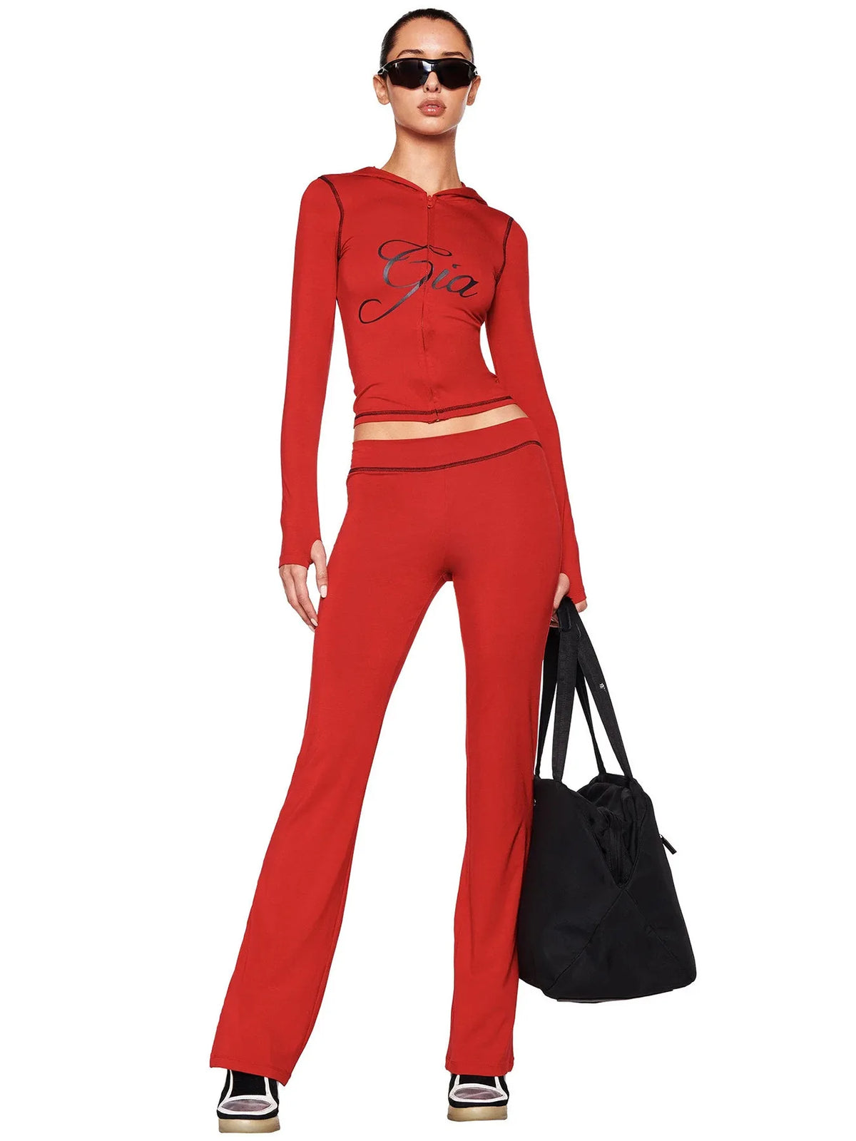 Women’s Letter Print 2-Piece Tracksuit Set - Hooded Zip-Up Coat & Jogger Pants for Autumn and Winter