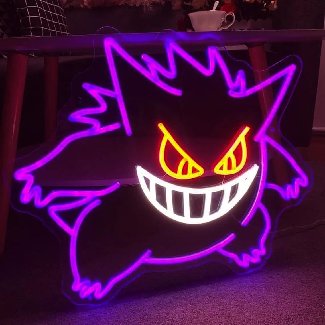 Gengar LED Neon Sign — Dimmable USB Wall Light for Gaming Room & Anime Fans
