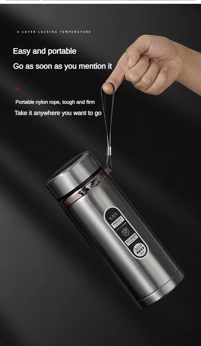 Stainless Steel Thermos Bottle 500ML-1L with LED Temperature Display - SUS304 Vacuum Flask for Tea and Water, Portable Travel Cup