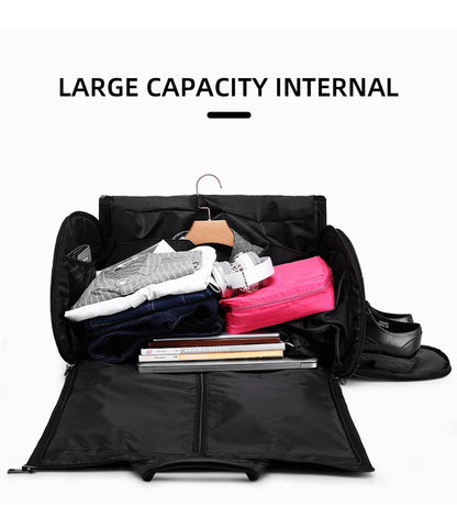 Convertible Garment Bag for Travel - Large Capacity Duffel with Shoe Pouch for Weekend & Business Trips (XM130)