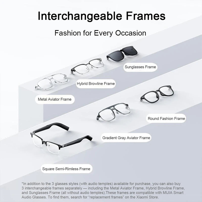 XIAOMI MIJIA Smart Audio Glasses Joyful Edition — Bluetooth 5.2, Detachable Headset, Long Standby, 2h Fast Charge, Anti-Leakage Sound