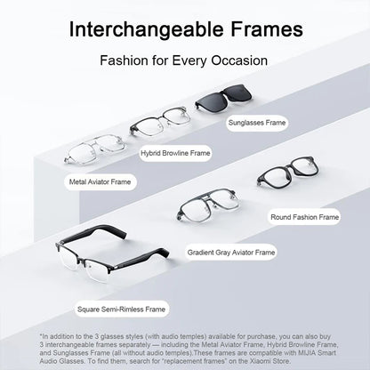 XIAOMI MIJIA Smart Audio Glasses Joyful Edition — Bluetooth 5.2, Detachable Headset, Long Standby, 2h Fast Charge, Anti-Leakage Sound
