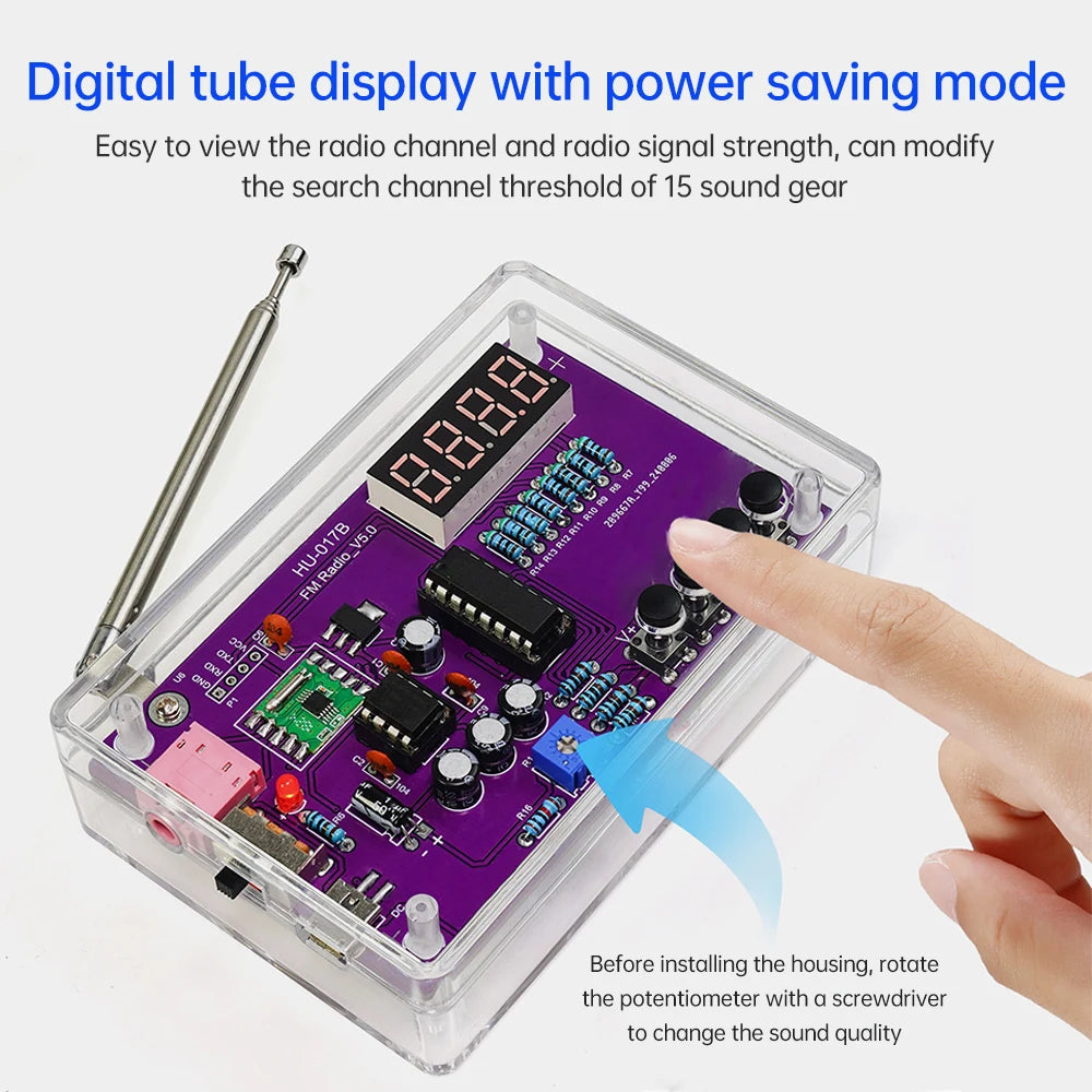 RDA5807S DIY FM Radio Kit - 87–108MHz Adjustable Frequency Digital Display Soldering Project for Electronics Practice