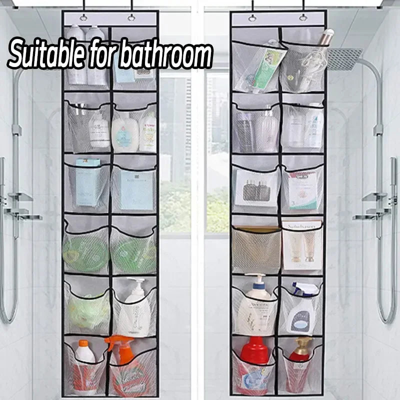 Hanging Shoe Rack Organizer – Over-the-Door 12/14 Pocket Breathable Mesh Storage for Slippers and Shoes