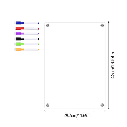 Clear Acrylic Magnetic Calendar — Reusable Dry Erase Board for Home, Monthly & Weekly Planning, Fridge Message Organizer