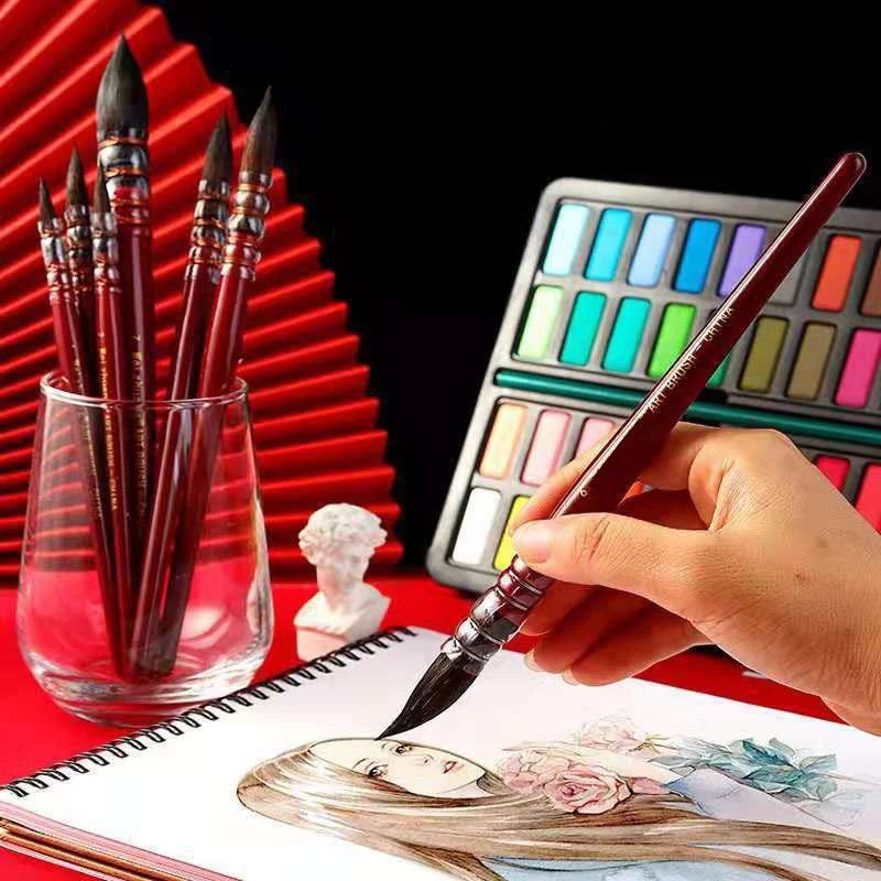 50/90 Color Solid Watercolor Paint Set – Glitter Pigments with Portable Metal Box & Squirrel Hair Brush for Nail Art