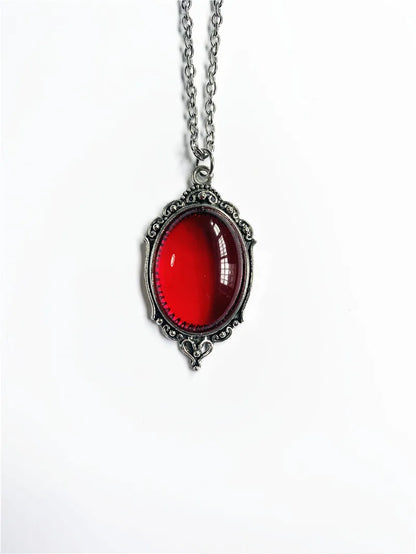 Gothic Vampire Blood Drop Necklace — Vintage Purple & Red Bat Eye Pendant, Witch Jewelry Accessory Gift for Women
