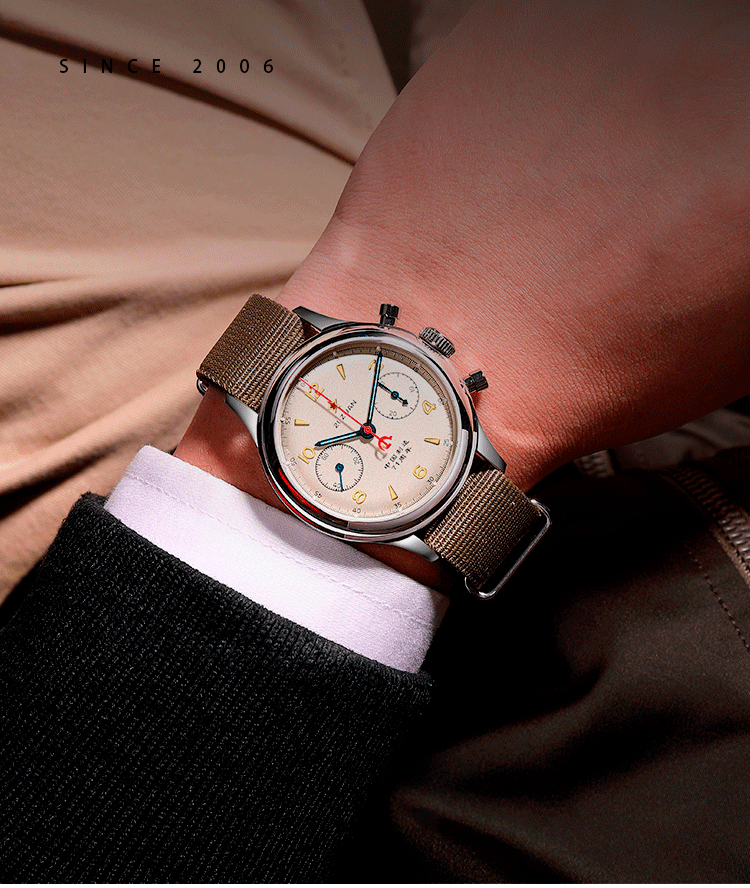 RED STAR 1963 Men's Chronograph Watch - 38mm Pilot Design with Seagull ST1901 Movement & Sapphire Glass