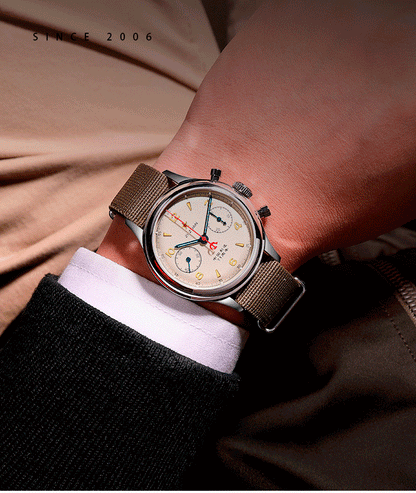 RED STAR 1963 Men's Chronograph Watch - 38mm Pilot Design with Seagull ST1901 Movement & Sapphire Glass