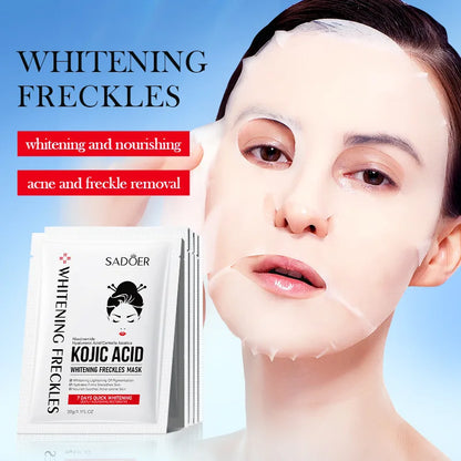 10pcs SADOER Kojic Acid Facial Sheet Masks — Moisturizing, Brightening & Hydrating Skincare