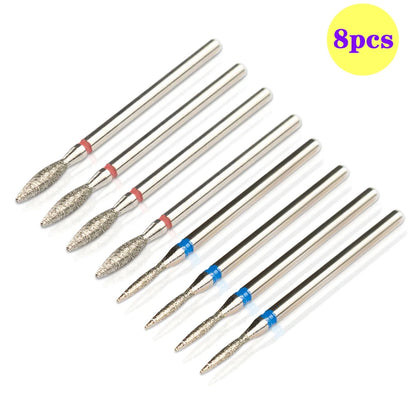 8pcs Diamond Nail Drill Bit Set - Rotary Electric Milling Cutters for Pedicure, Manicure, Cuticle Burr & Nail Tools Accessories