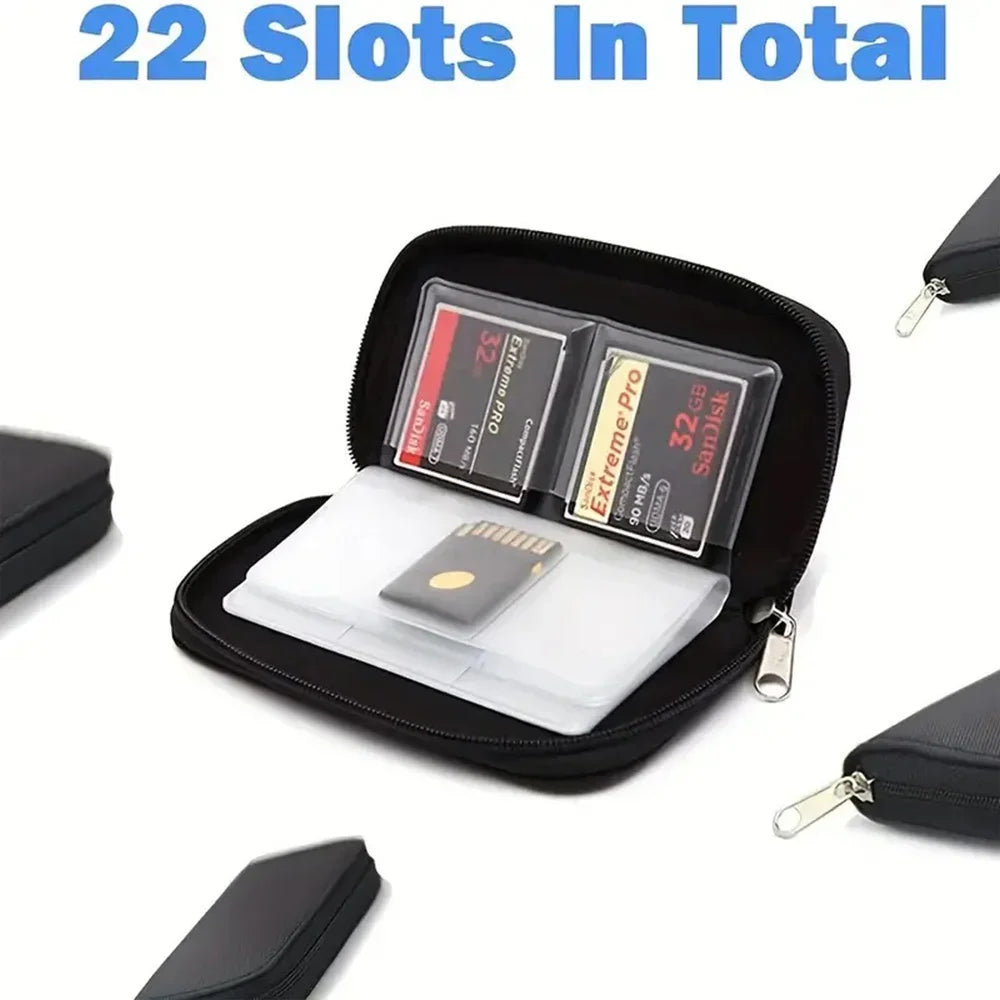 Memory Card Storage Bag – 22-Slot Wallet for CF, SD, Micro SD, SDHC, MS & DS Cards, Game Accessories Case