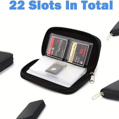 Memory Card Storage Bag – 22-Slot Wallet for CF, SD, Micro SD, SDHC, MS & DS Cards, Game Accessories Case