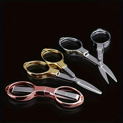 Stainless Steel Folding Scissors - Portable Retractable Cutting Tool for Travel, Outdoor & Everyday Use