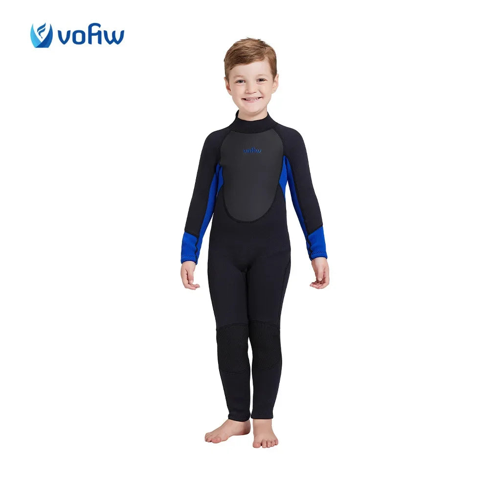 Children's 2mm/3mm Neoprene Wetsuit – One-Piece Long Sleeve Diving Suit for Cold Protection, Sunscreen, Surfing, Swimming & Snorkeling