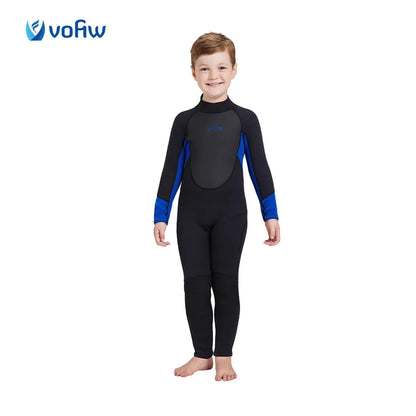 Children's 2mm/3mm Neoprene Wetsuit – One-Piece Long Sleeve Diving Suit for Cold Protection, Sunscreen, Surfing, Swimming & Snorkeling