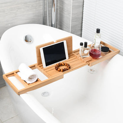 Expandable Bathtub Rack Tray – Bath Shelf Organizer for Soap, Drinks, & Tealights