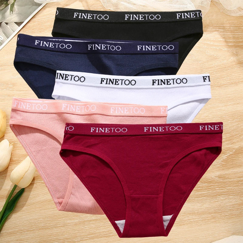 5-Pack Women’s Cotton Panties – Sexy Comfort Briefs with Letter Print & Waistband (M-XXL)