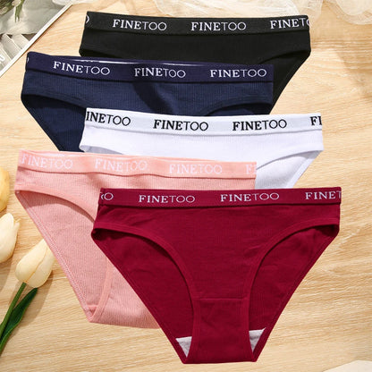 5-Pack Women’s Cotton Panties – Sexy Comfort Briefs with Letter Print & Waistband (M-XXL)