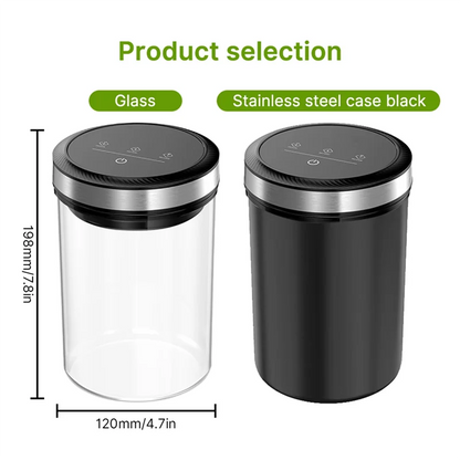 J1UL1N Vacuum Coffee Canister — 1.6L/54Oz Airtight Storage Jar with 33KPa Auto Vacuum & Touch Screen Lid