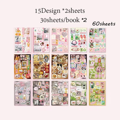 Mr. Paper Vintage Flavors Sticker Book - 30 Sheets Creative DIY Scrapbooking & Album Decoration Collection