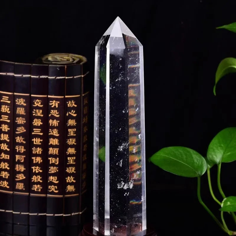 30cm Clear Quartz Obelisk Crystal Wand – Healing Feng Shui Point for Home Decoration and Crystal Therapy