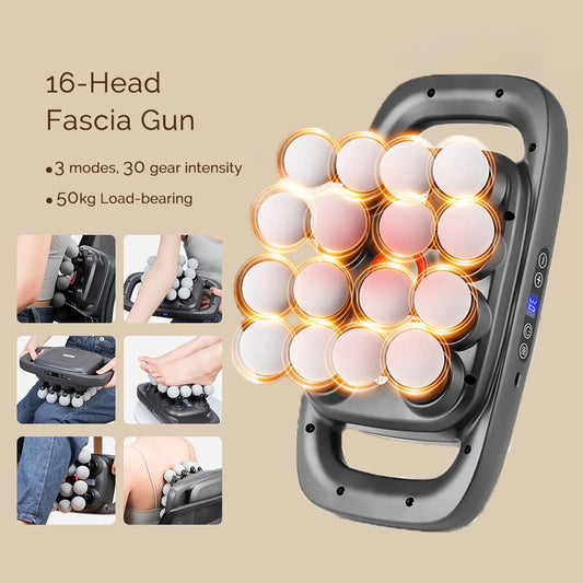 16-Head Fascia Massage Gun – High-Frequency Vibration Body Massager for Back, Waist, Neck, and Shoulders, Muscle Relief