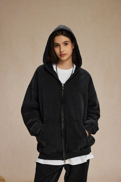 Batik Fleece Zipper Hoodie – Warm Ethnic Style Zip-Up Sweatshirt