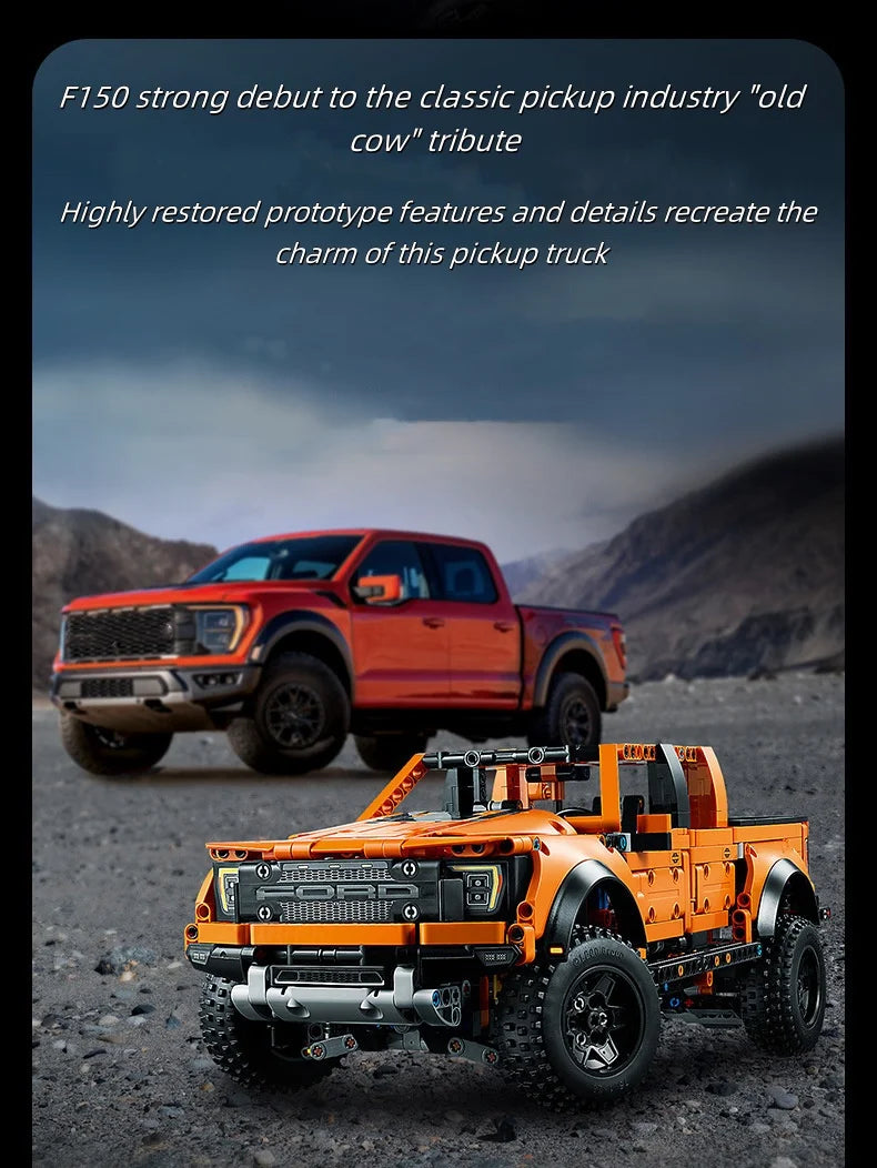 New 1379PCS Ford Raptors F150 Pickup Truck Building Blocks – Technical Sports Car Model Bricks for Kids Racing Vehicle Toy Gifts