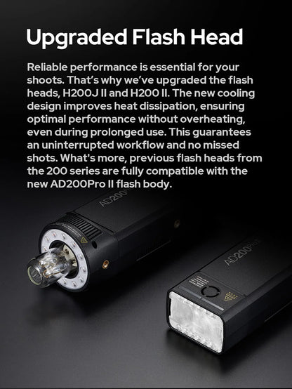 Godox AD200Pro II TTL Wireless Camera Pocket Flash – 2.4G, Compatible with X1T for Nikon, Canon, Sony, Fuji, Olympus