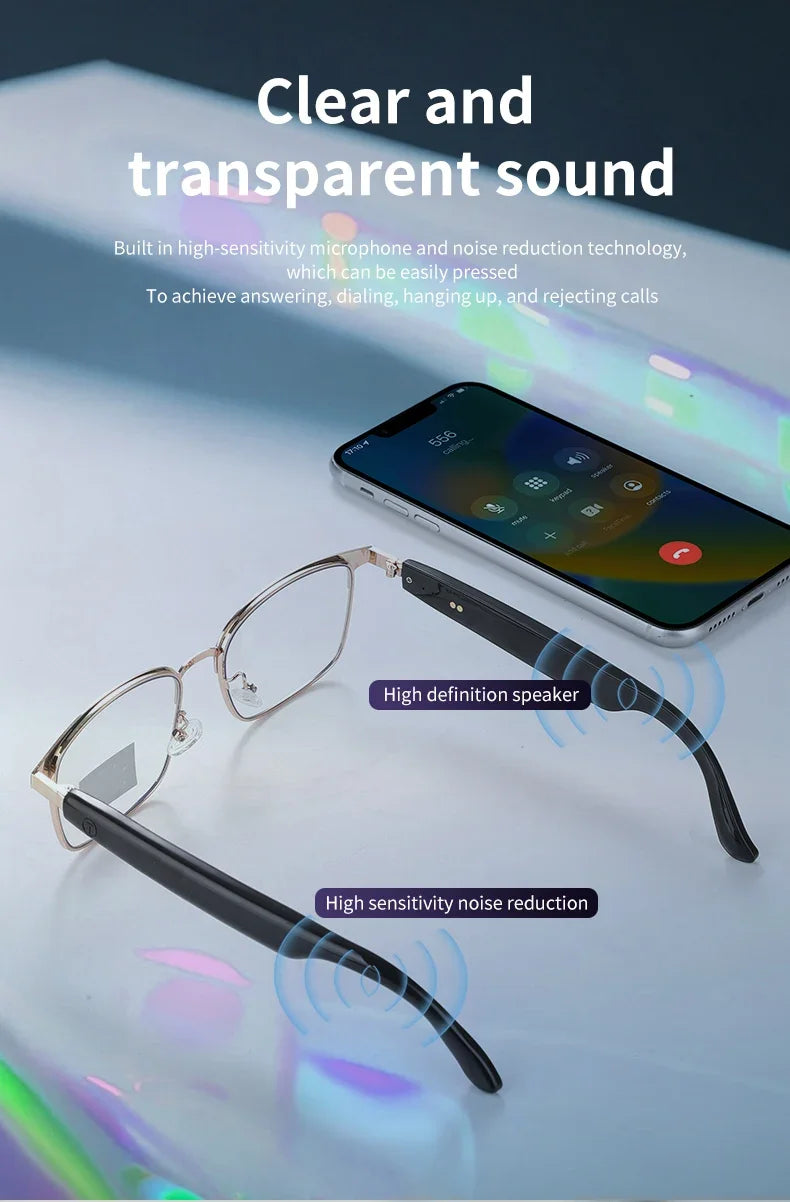CLLOIO Wireless Bluetooth Smart Glasses – Photochromic Sunglasses with Anti-Blue Ray Reading Lenses & Myopia Prescription Support for Men & Women
