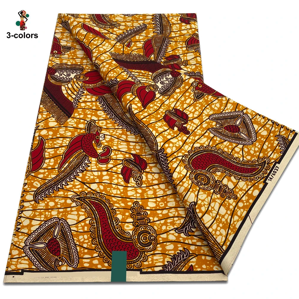 Newest African Ankara Wax Fabric - 100% Cotton Soft Dutch Hollandais Pagne Print for Dresses & Sewing