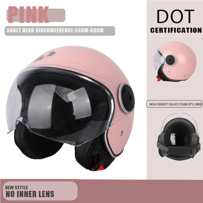 DOT Certified Vintage Open Face Motorcycle Helmet – Retro 3/4 Cruise Casco Casque Moto for Men & Women