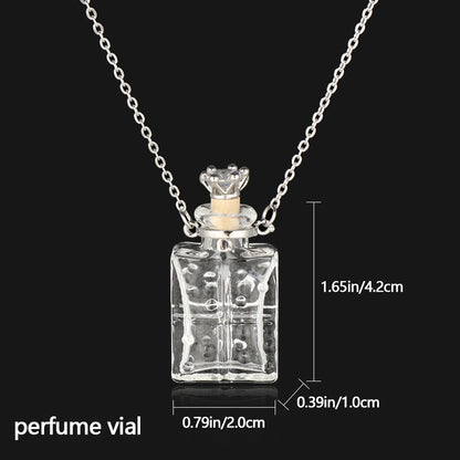 Openable Water Drop Heart Steel Chain Necklace – Essential Oil Pendant Glaze Vial Memorial Jewelry