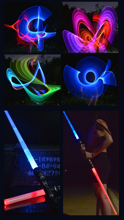 Colorful Glowing Laser Sword Toy – Red & Blue Double Saber with Music & Flashing Lights