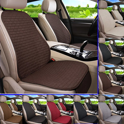 Universal Car Flax Seat Cushion Protector - Front and Rear Seat Cover Pad with Backrest Mat for Automotive Interiors
