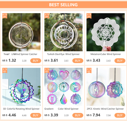 Tree of Life Wind Spinner with Gradient Spiral Tail – Hanging Garden Decor with Gazing Ball & Wind Chime Effect