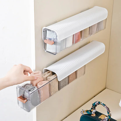 New Wall-Mounted Underwear Sock Storage Box - Large Space-Saving Closet Bra Garments Holder Bin Drawer Case with Multiple Compartments