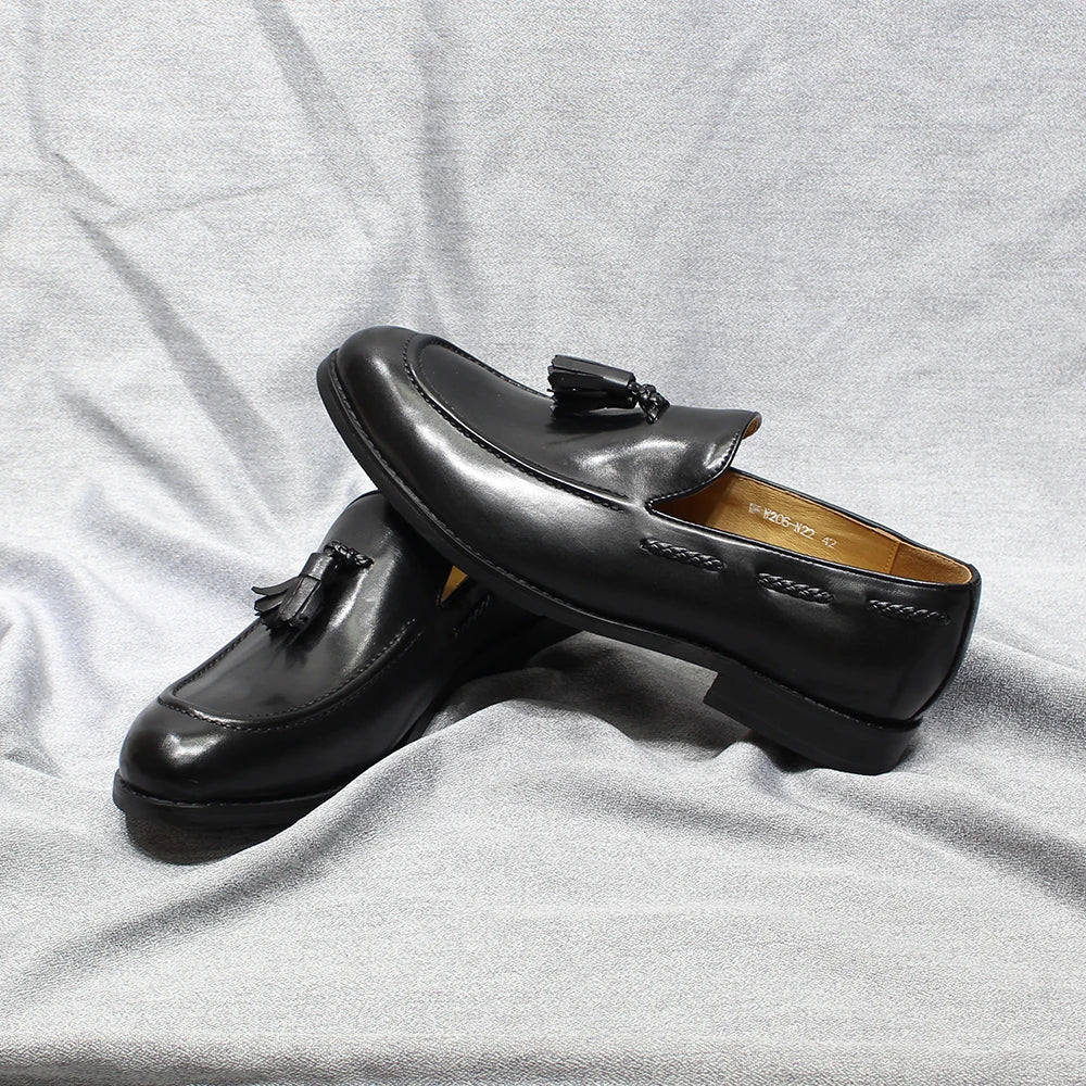 Men’s Italian Style Leather Loafers - Tassel Slip-On Wedding, Party & Office Dress Shoes